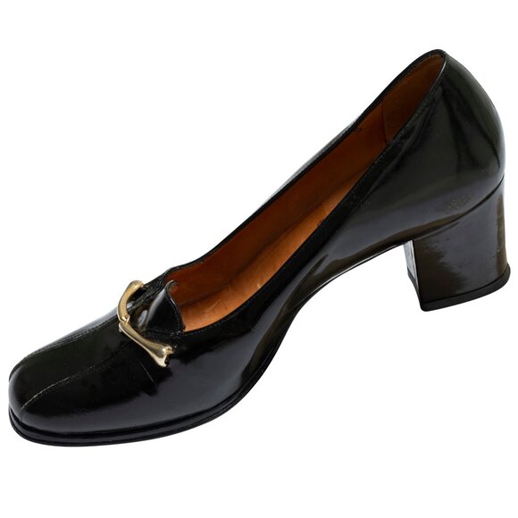 Liza (Finland) 70s, Loafer-Pump Hybrid, Squared Vamp, Gold Horsebit, Equestrian - Picture 2 of 4